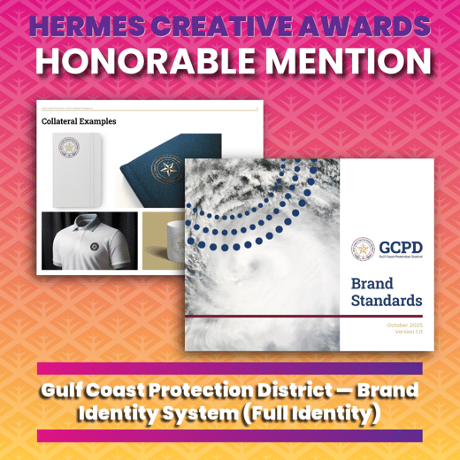 Hermes Honorable Mention — Gulf Coast Protection District brand identity system